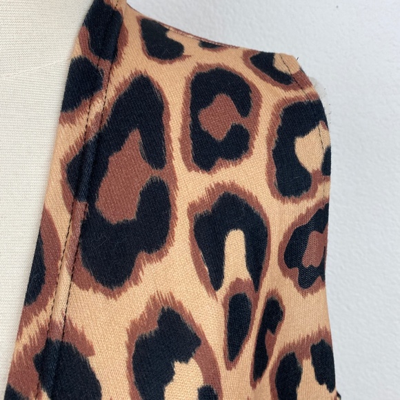 Loveu.Dear Womens Vest Small Cheetah Animal Print Waterfall Open Front Knit - Picture 4 of 10
